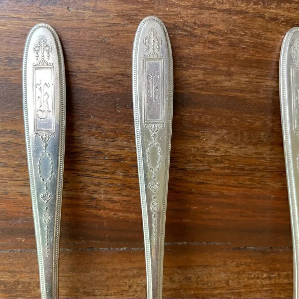 Antique 1921 Oneida Community Plate Grosvenor Teaspoons Set of 6 With Monogram